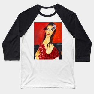 The Red Fan (based on Amadeo Modigliani's painting) Baseball T-Shirt